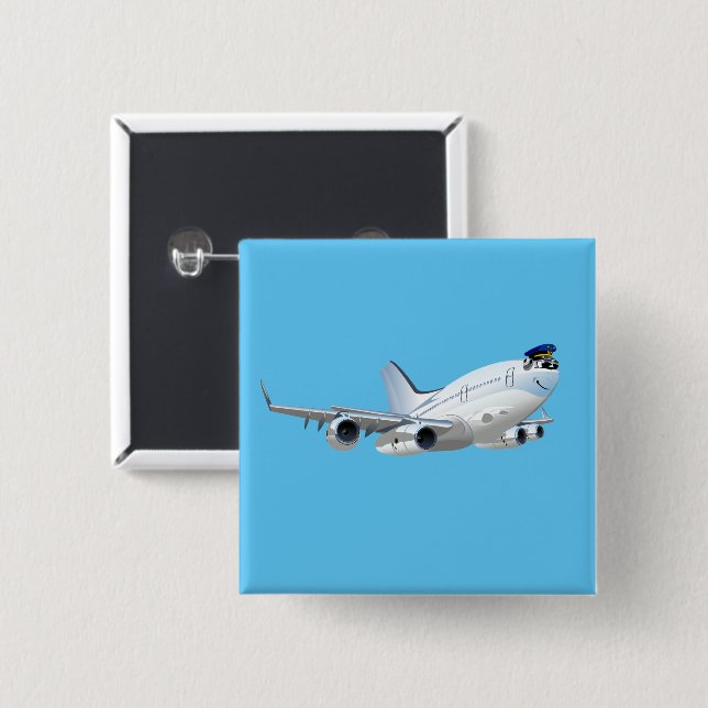 Tecknad flygplan knapp (Framsida & baksida)