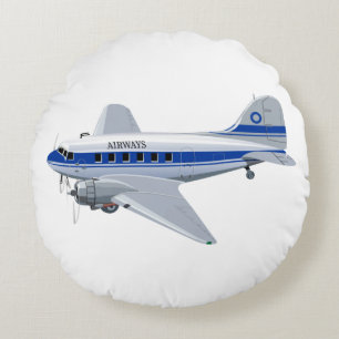 Tecknad flygplan rund kudde