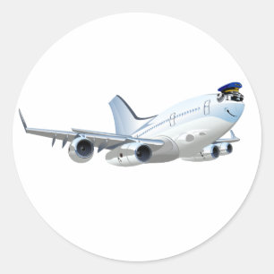 Tecknad flygplan runt klistermärke