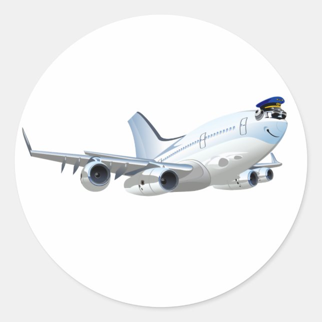 Tecknad flygplan runt klistermärke (Framsida)
