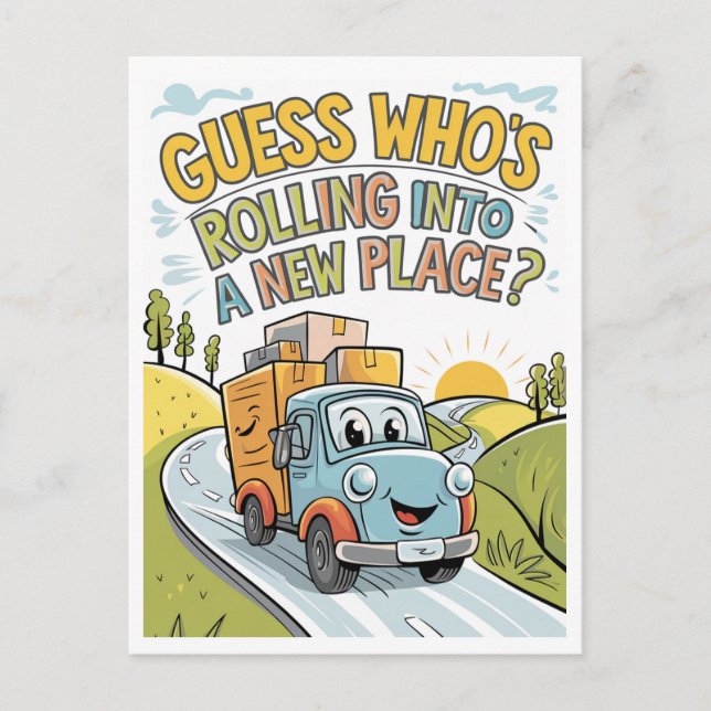 Tecknad Flytta Flytta Lastbil Announement Postcard Vykort (Framsida)