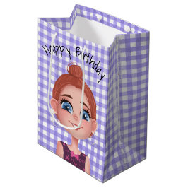 Tecknad födelsedagsflicka på Gingham