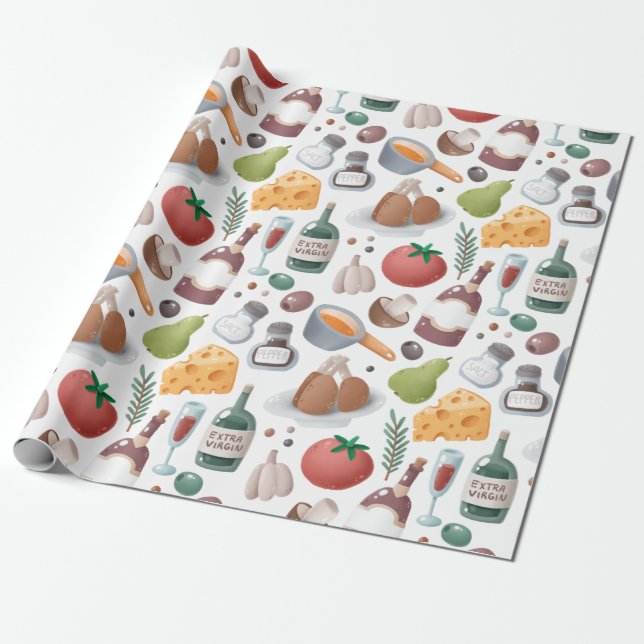 Tecknad Food and Drink Presentpapper (Utrullad)