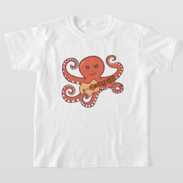 Tecknad för akustiskt gitarr för oktopus t shirt