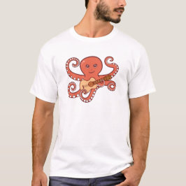 Tecknad för akustiskt gitarr för oktopus t shirt