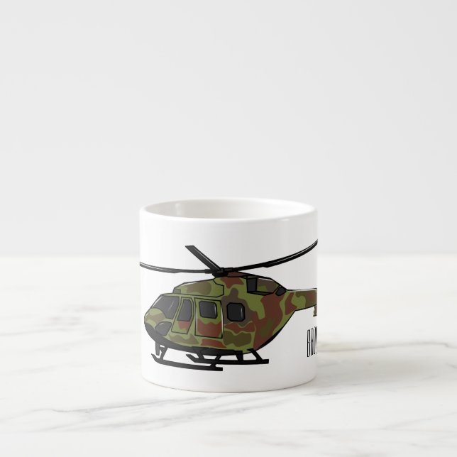 Tecknad för arméhelikopter espressomugg (Framsidan)