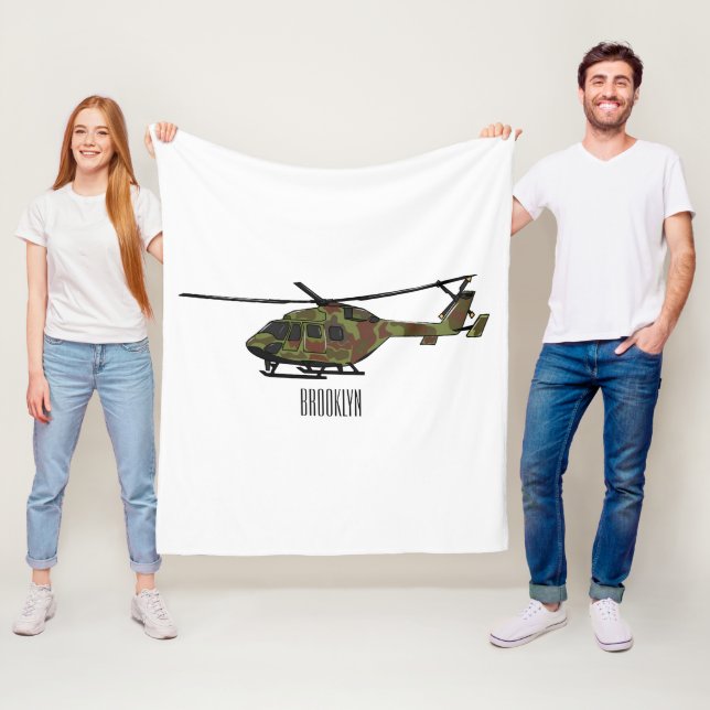 Tecknad för arméhelikopter fleecefilt (På plats)