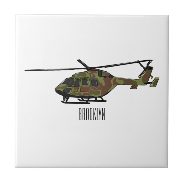 Tecknad för arméhelikopter kakelplatta (Framsidan)