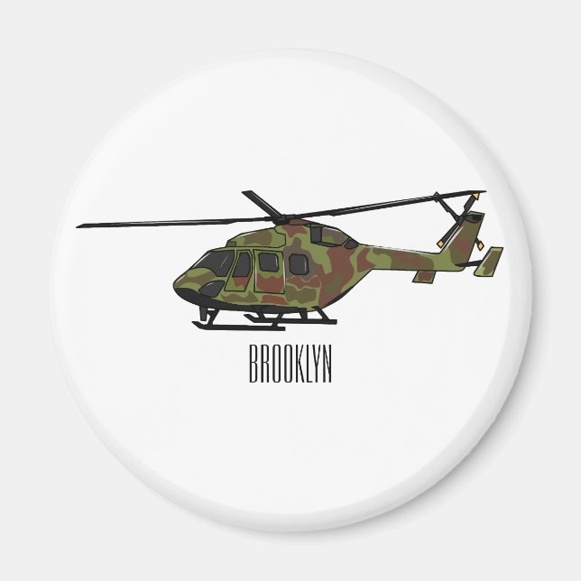 Tecknad för arméhelikopter magnet (Framsidan)