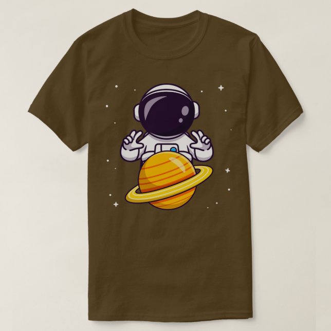 Tecknad för Astronaut Control Planet T Shirt (Design framsida)