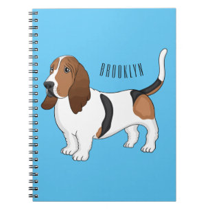 Tecknad för av bundna hund för Basset Anteckningsbok