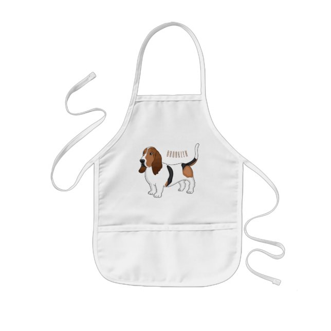 Tecknad för  av bundna hund för Basset Barnförkläde (Framsidan)