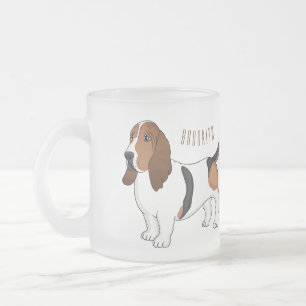 Tecknad för av bundna hund för Basset Frostad Glasmugg