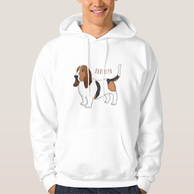 Tecknad för  av bundna hund för Basset Hoodie (Framsida)