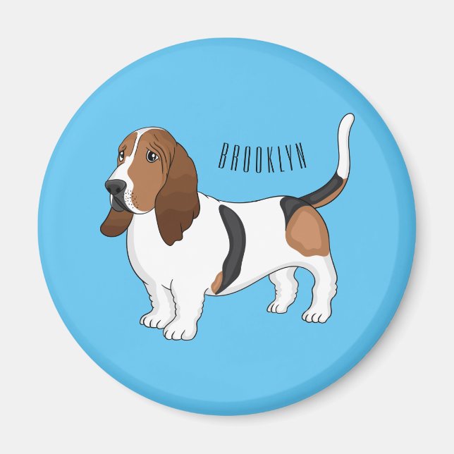 Tecknad för  av bundna hund för Basset Magnet (Framsidan)