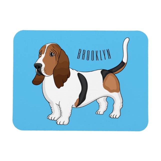 Tecknad för  av bundna hund för Basset Magnet (Horisontell)