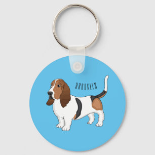 Tecknad för av bundna hund för Basset Nyckelring