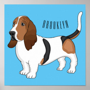 Tecknad för av bundna hund för Basset Poster
