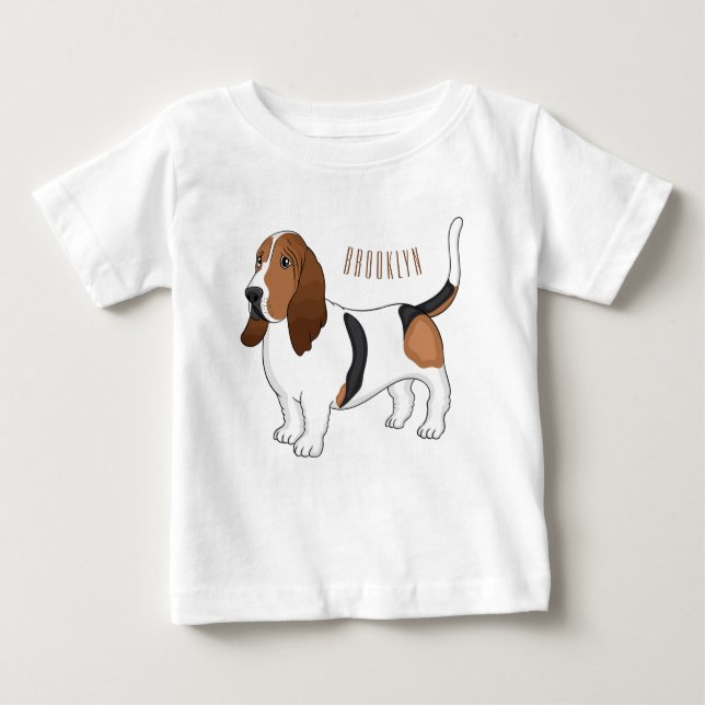 Tecknad för  av bundna hund för Basset T Shirt (Framsida)