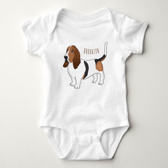 Tecknad för  av bundna hund för Basset T Shirt (Framsida)