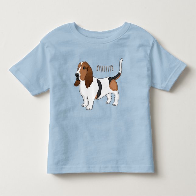 Tecknad för  av bundna hund för Basset T Shirt (Framsida)