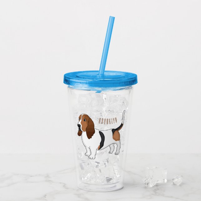 Tecknad för  av bundna hund för Basset Take Away Mugg (Baksida Ice)