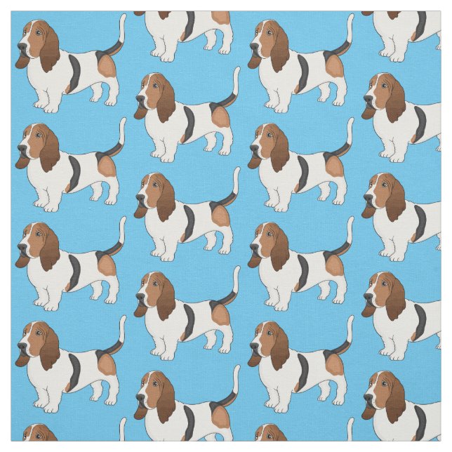 Tecknad för  av bundna hund för Basset Tyg (Provkarta)