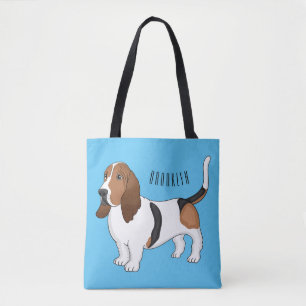 Tecknad för av bundna hund för Basset Tygkasse