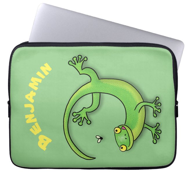 Tecknad för  av Cute grönt gecko lizard Laptop Fodral (Framsidan)