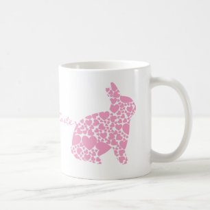 Tecknad för av hjärta för Påskhare för rosa Kaffemugg