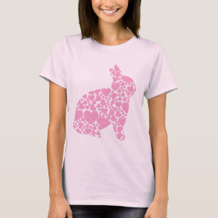 Tecknad för av hjärta för Påskhare för rosa T Shirt