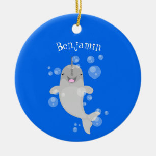 Tecknad för av knalbubblor i Cute lycklig Julgransprydnad Keramik
