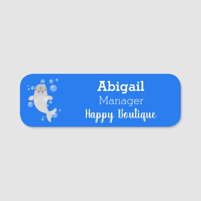 Tecknad för  av knalbubblor i Cute lycklig Namnbricka (Framsida)