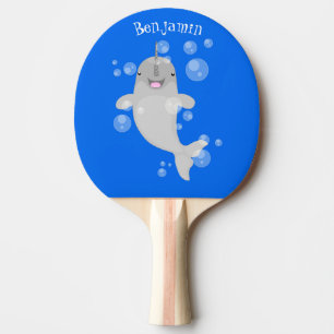 Tecknad för av knalbubblor i Cute lycklig Pingisracket
