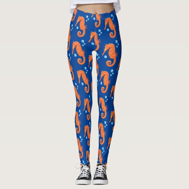 Tecknad för  av sjöräddningsbubblor för orange av  leggings (Framsida)