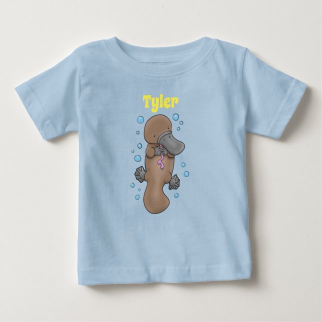 Tecknad för baby-platypus t shirt (Framsida)