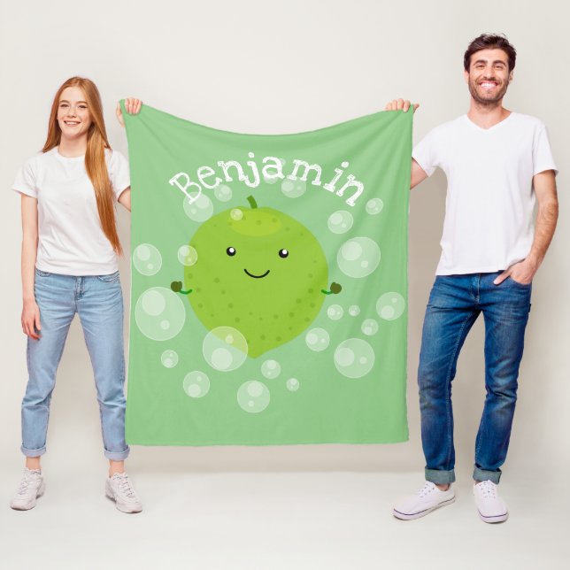 Tecknad för belysning av grönt av kalkbubblor fleecefilt (På plats)