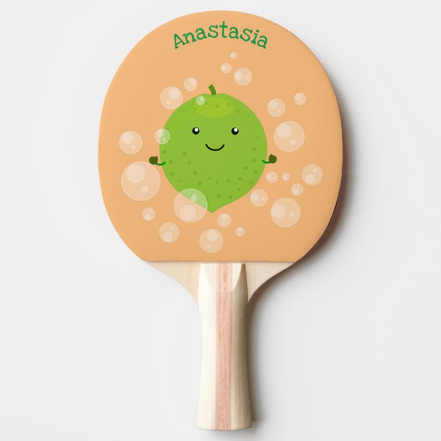 Tecknad för belysning av grönt av kalkbubblor pingisracket (Framsidan)
