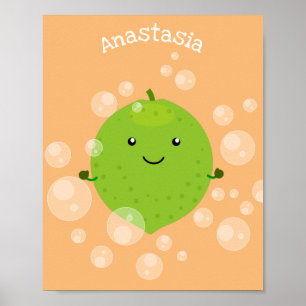 Tecknad för belysning av grönt av kalkbubblor poster