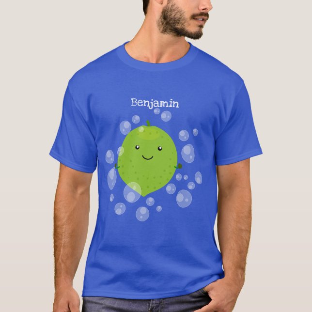 Tecknad för belysning av grönt av kalkbubblor t shirt (Framsida)