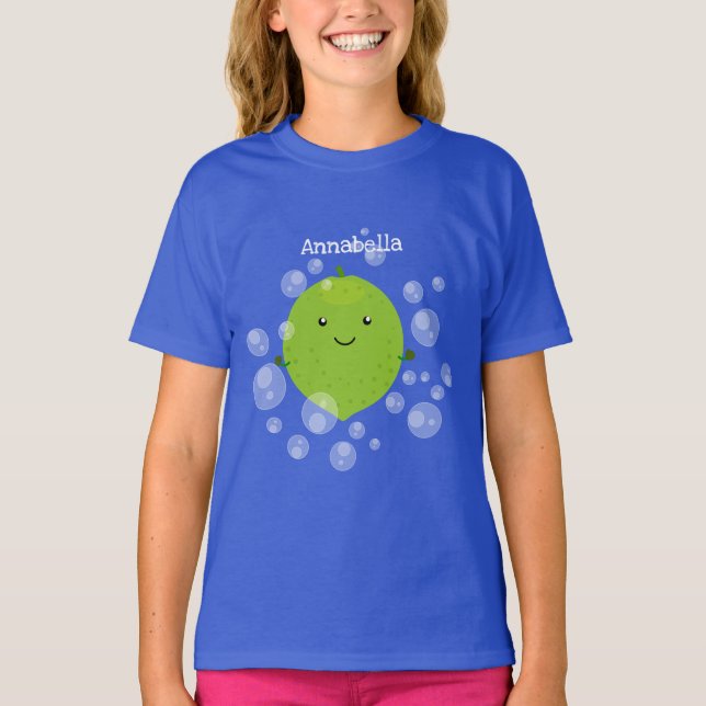 Tecknad för belysning av grönt av kalkbubblor t shirt (Framsida)