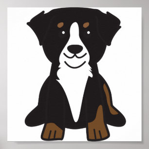 Tecknad för Bernese berghund Poster
