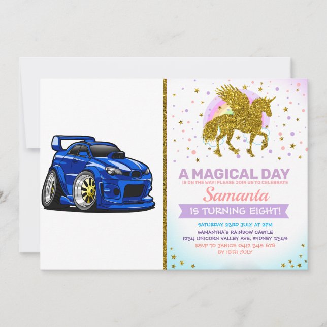 Tecknad för blå muskelhastighet - Välj tillbaka fä Inbjudningar (Framsida)