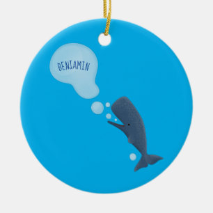 Tecknad för blåsande bubblor i grumlval julgransprydnad keramik