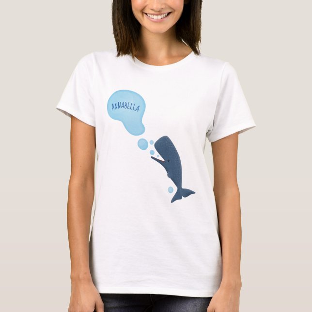 Tecknad för blåsande bubblor i grumlval t shirt (Framsida)