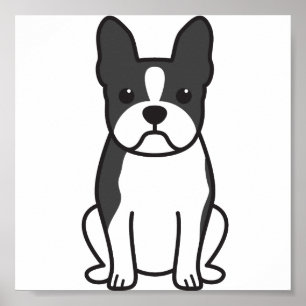 Tecknad för Boston Terrierhund Poster