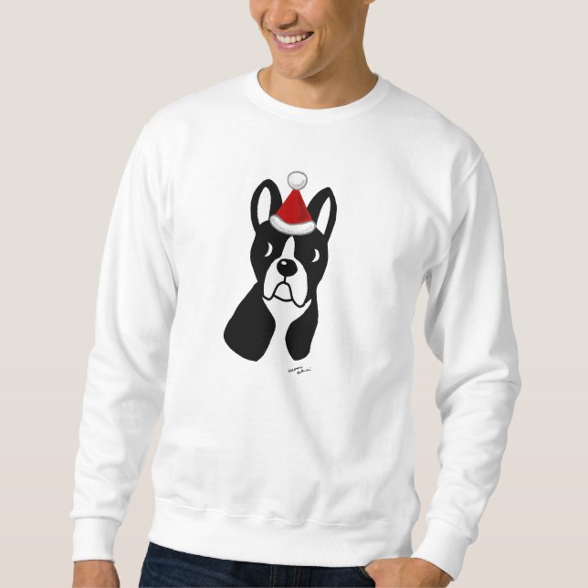 Tecknad för Boston Terrierjul Sweatshirt (Framsida)