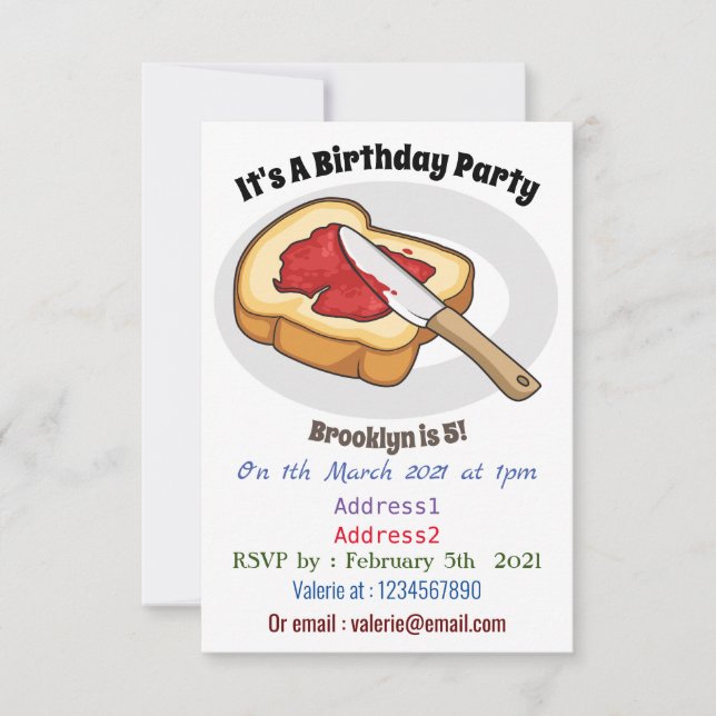 Tecknad för Bröd & sylt Inbjudningar (Framsida)