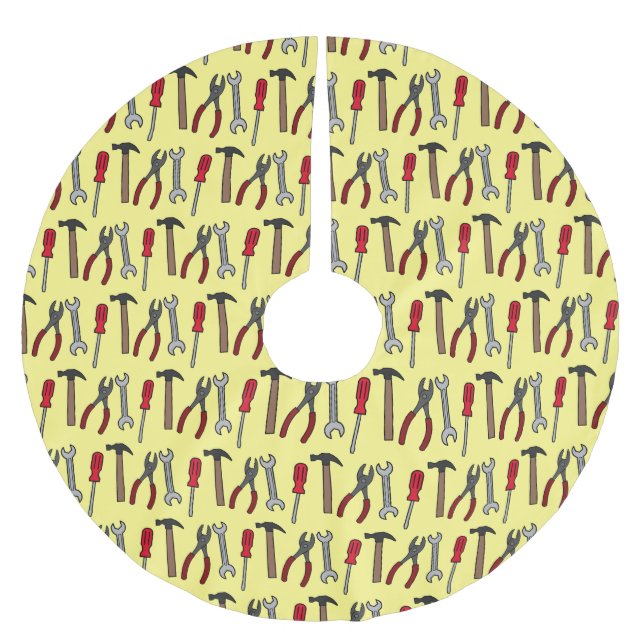 Tecknad för Carpentry verktyg Julgransmatta Borstad Polyester (Framsidan)