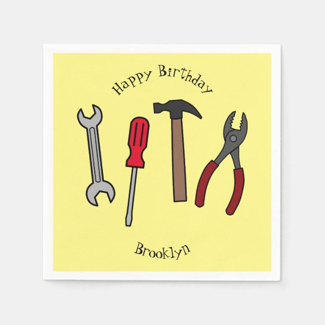 Tecknad för Carpentry verktyg Pappersservett (Framsidan)